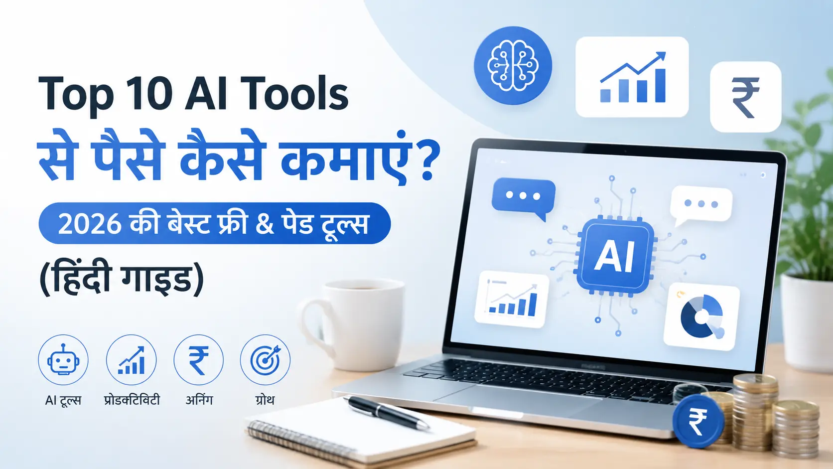 Top 10 AI Tools Se Paise Kaise Kamaye 2026 – Best Free and Paid AI Tools for Online Earning in Hindi