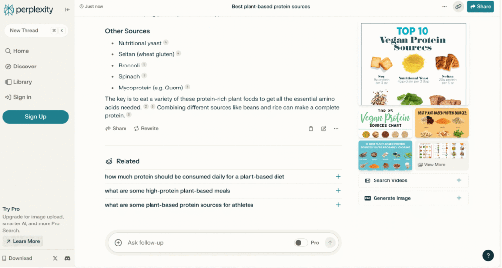 Perplexity AI research answers with sources