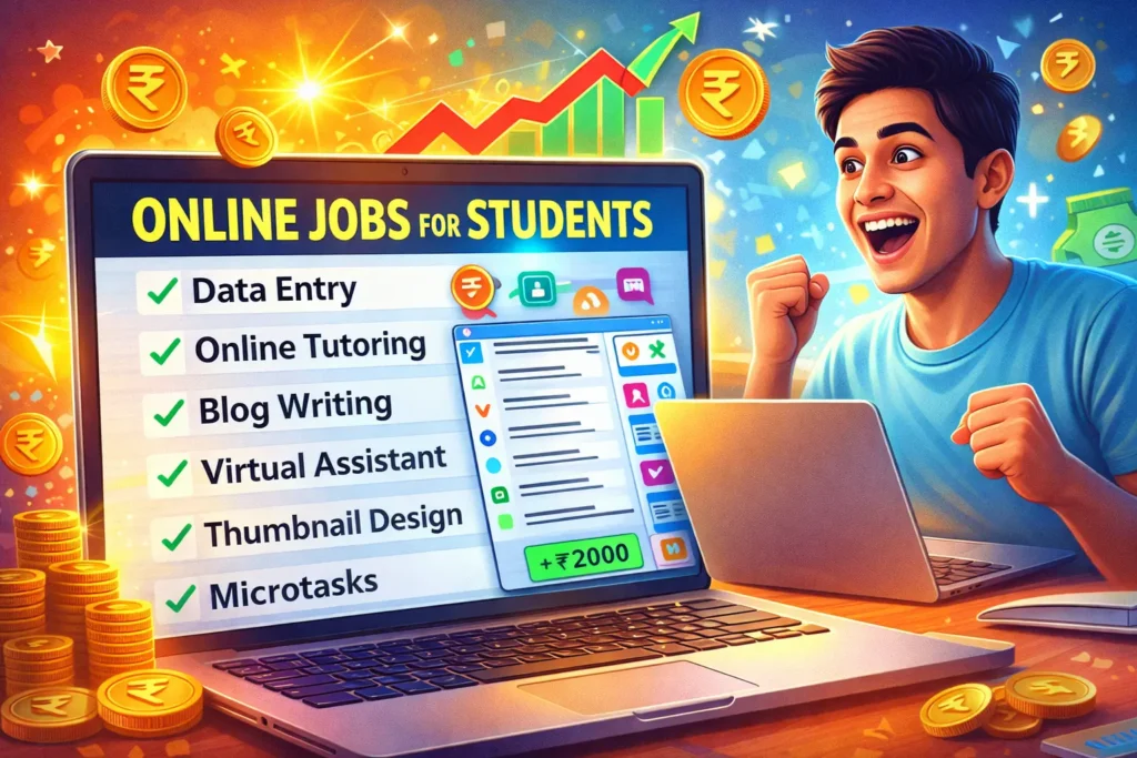 students ke liye part time online jobs at home laptop se paise kamaye