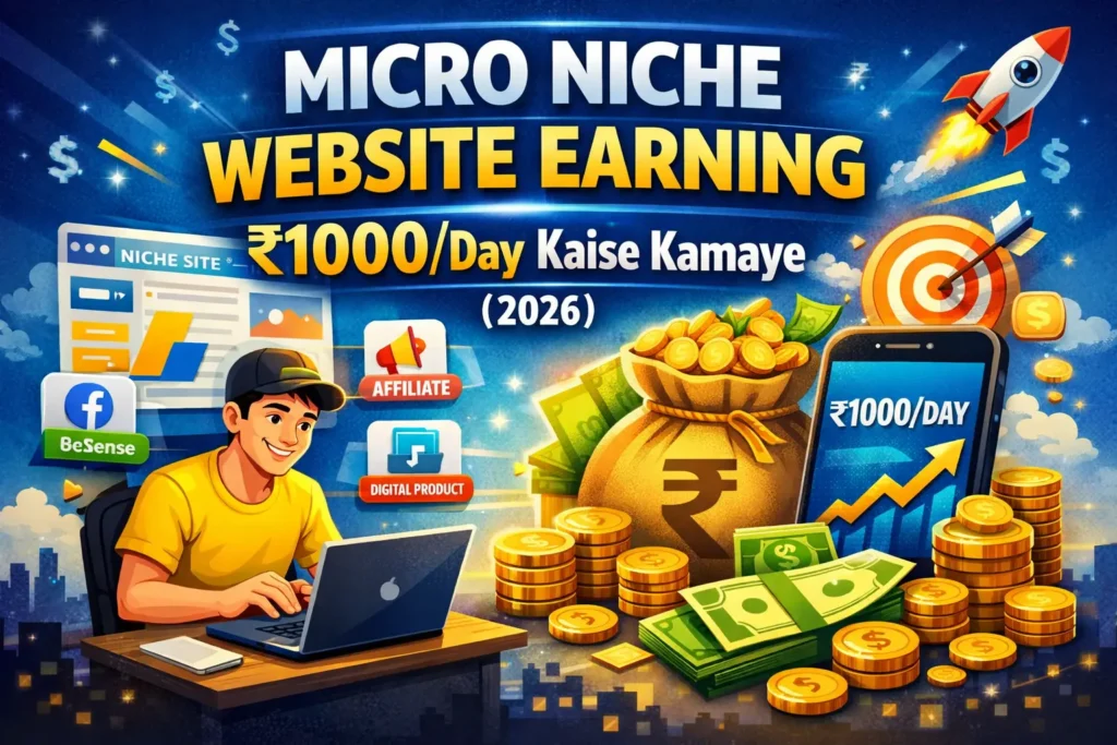 micro niche website earning kaise kare ₹1000 per day guide