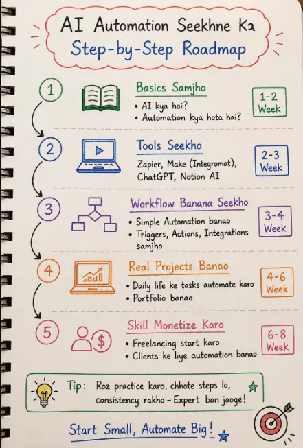 AI automation seekhne ka step by step roadmap beginner ke liye