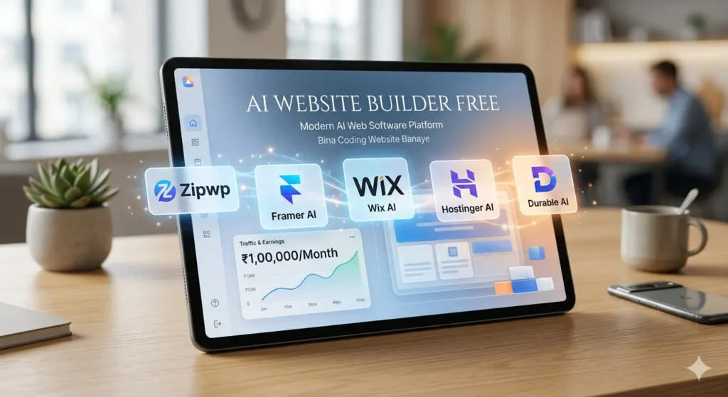 AI Website Builder Free tool ki madad se bina coding professional website banate hue Indian blogger