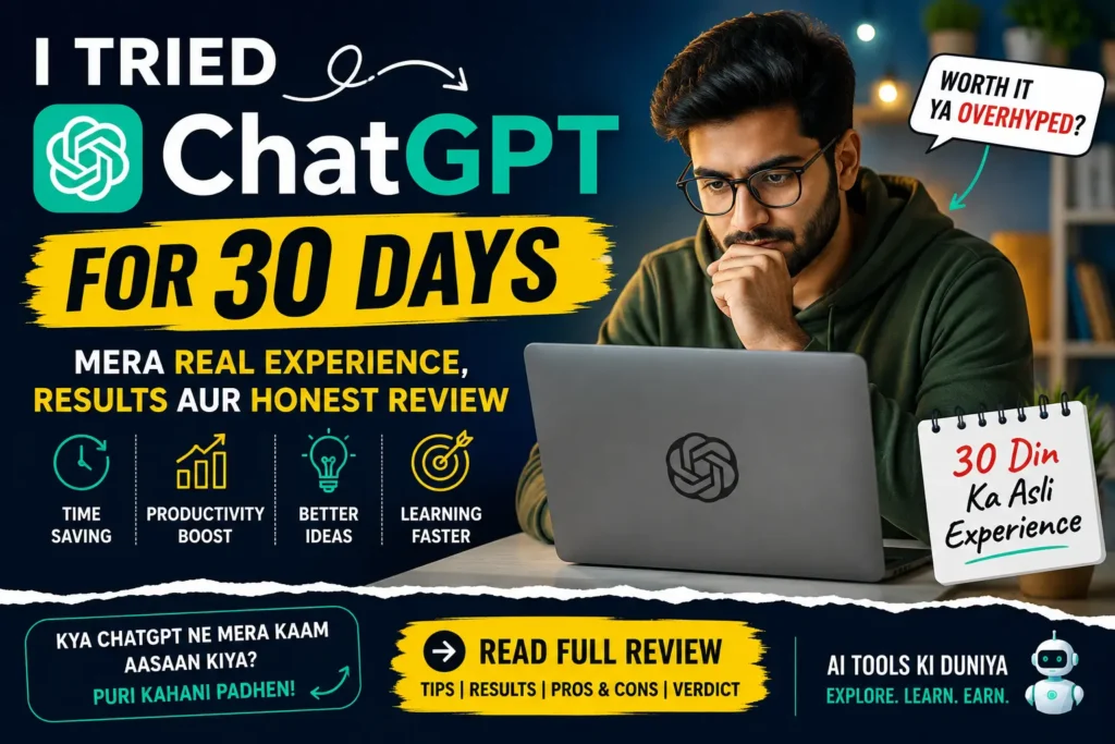 30 din tak ChatGPT use karne wale blogger ka real experience aur honest review dikhata featured image