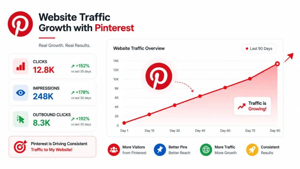 Website traffic growth using Pinterest organic marketing strategy