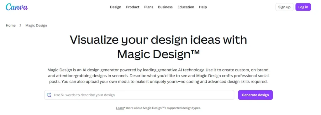 Canva Magic Studio interface showing AI-powered design, image generation, and content creation features in Hindi review