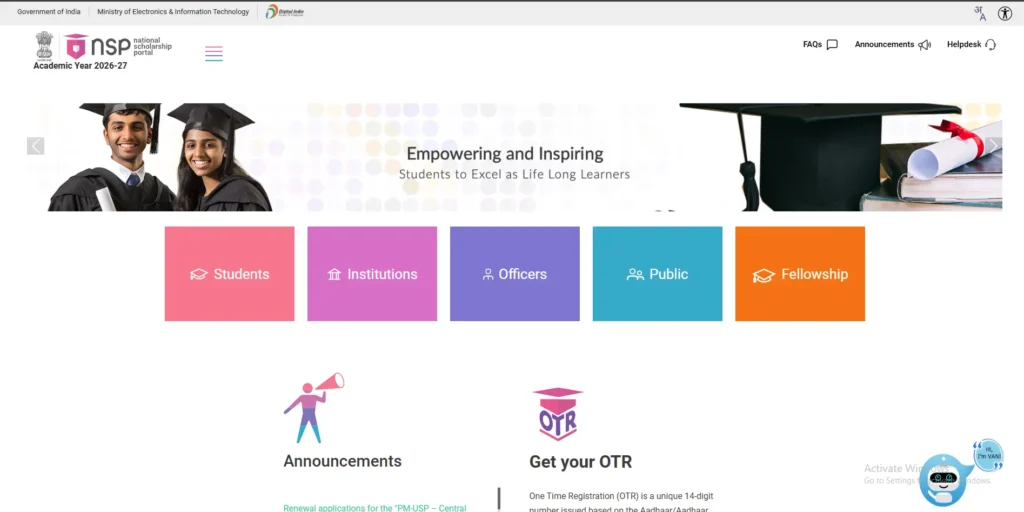 Official secure government portals offering internships and scholarships for Indian youth.