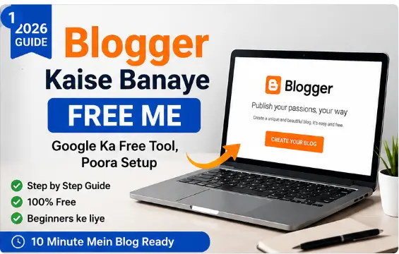 Blogger Kaise Banaye Free Me featured image showing Google Blogger free blog setup guide for beginners