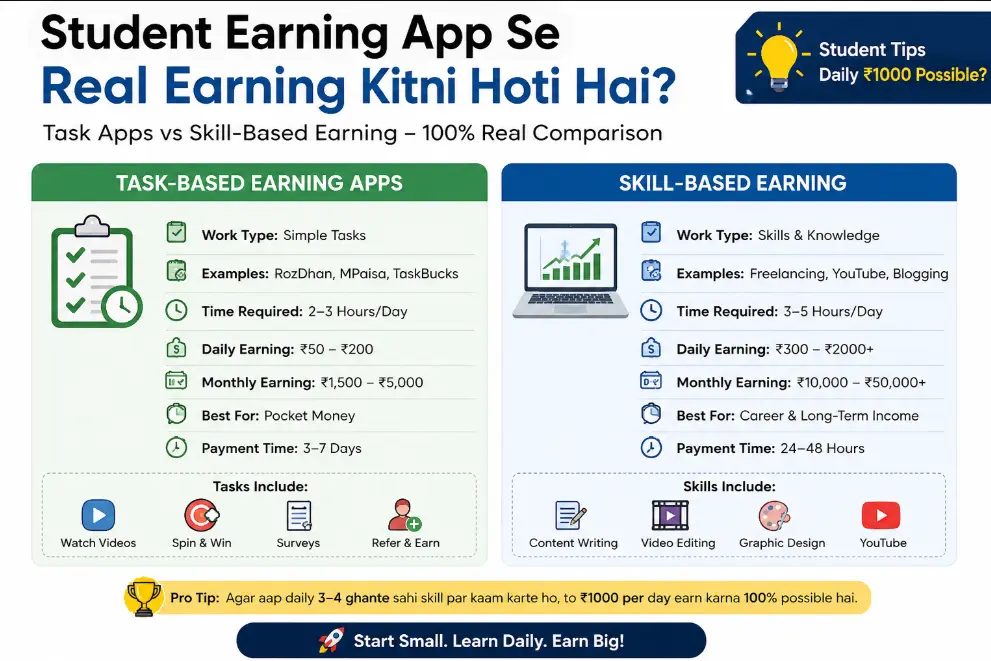 Student earning app se real earning kitni hoti hai