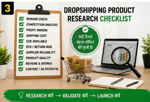 Dropshipping product research checklist India ke liye